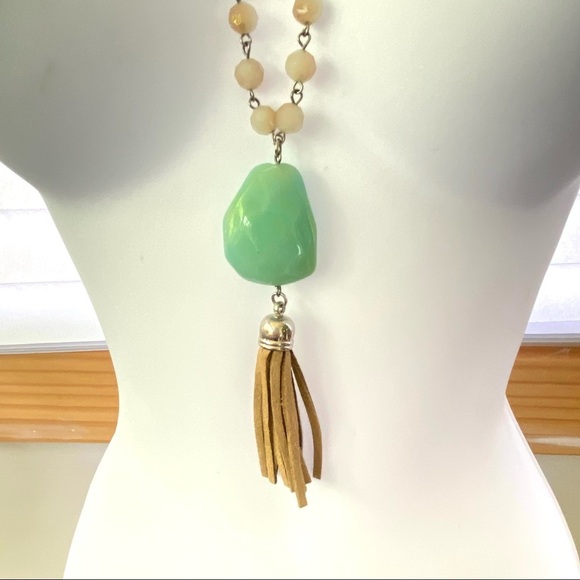 Long Tassle Glass Beads Necklace - Picture 4 of 4